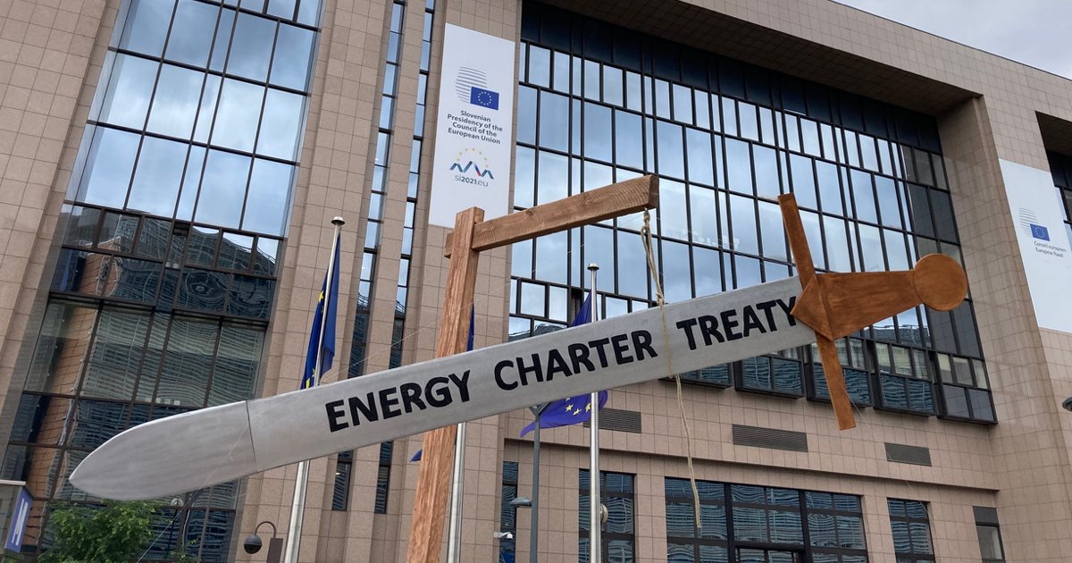 Action contre le Traité de la charte de l'énergie à Bruxelles en juillet 2021