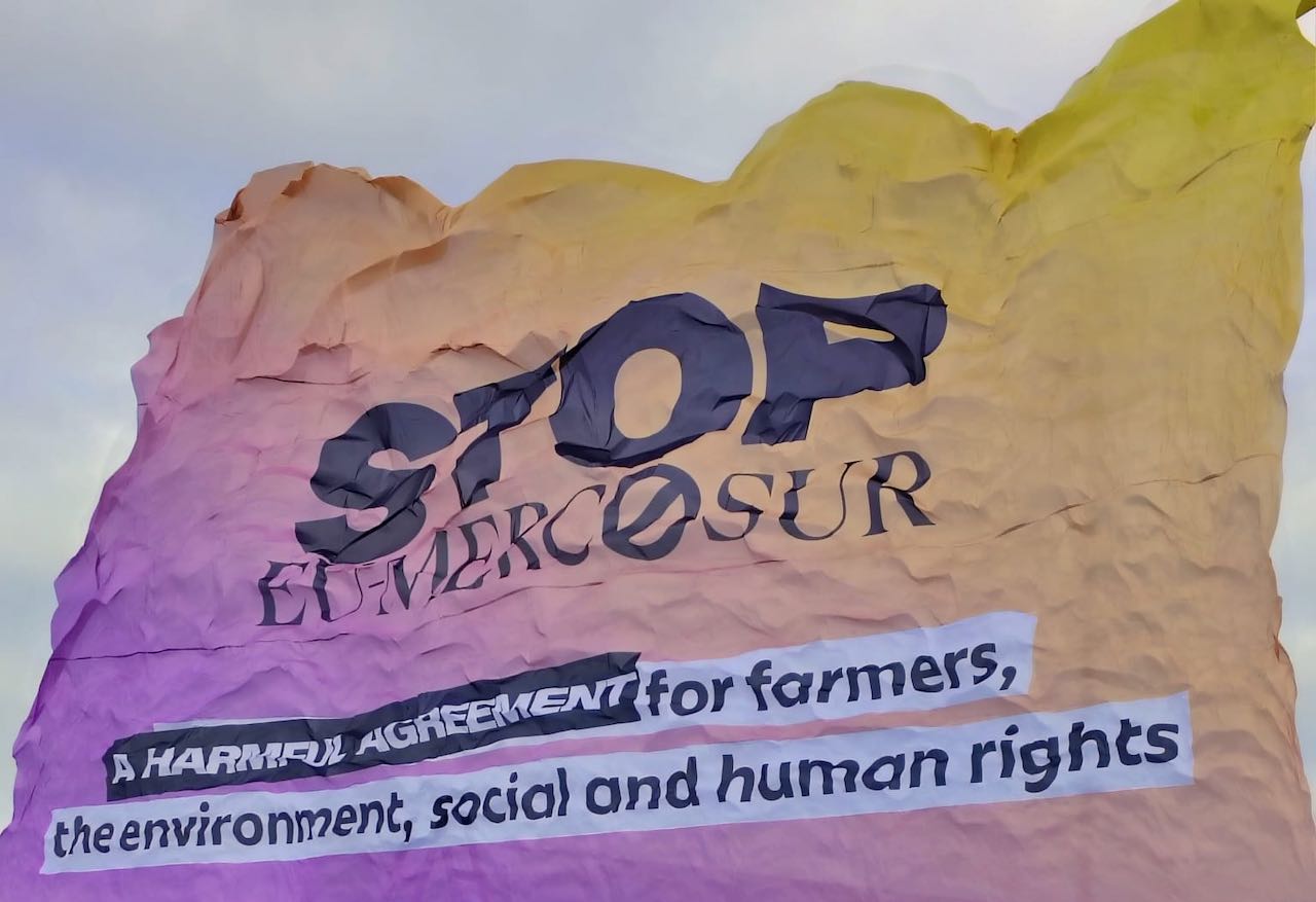 Action STOP UE-Mercosur à l'aéroport de Bierset le 17 décelmbre 2025