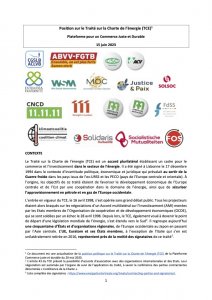 Position (actualisée) sur le Traité sur la Charte de l'énergie (TCE) 
