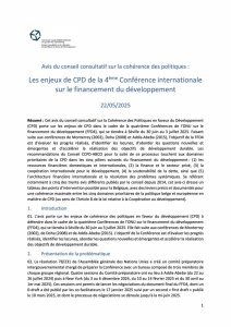 Les enjeux de CPD de la Quatrième Conférence internationale sur le financement du développement