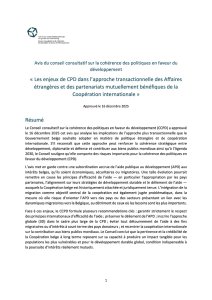 Les enjeux de CPD dans l'approche transactionnelle des Affaires étrangères et des partenariats mutuellement bénéfiques de la Coopération internationale 