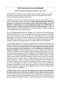 Stop UE-Mercosur - position de la Coalition belge Stop UE-Mercosur